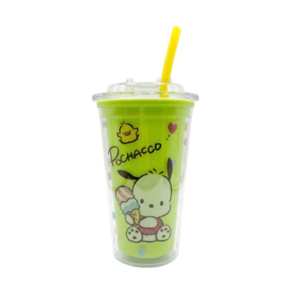 Vaso Infantil 450Ml Modelo X-301 Con Diseño Personajes Sanrio Pochacco/Verde