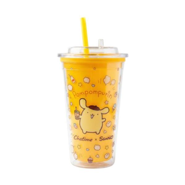 Vaso Infantil 450Ml Modelo X-301 Con Diseño Personajes Sanrio Pompompurin/Naranja