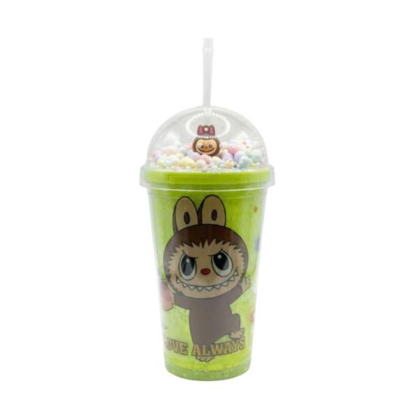 Vaso Infantil 450Ml Modelo X-304 Con Diseño Labubu Verde
