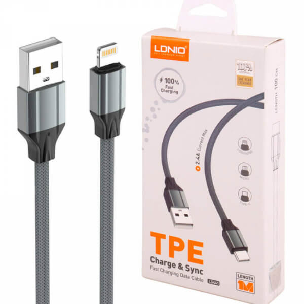 CABLE USB LIGHTNING LS441 LDNIO NEGRO