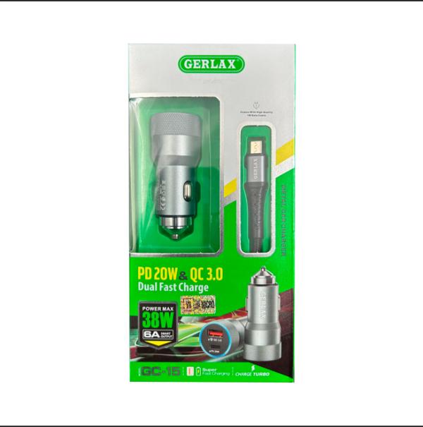 Cargador Cubo Carro Gc-15 Gerlax Gris Micro B