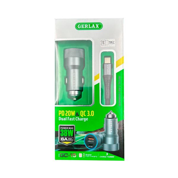 Cargador Cubo Carro Gc-15 Gerlax Gris Tipo C