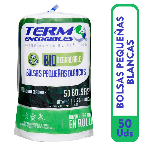 Bolsa Basura Termoencogibles Bio - Rollo Pequeña (18x19) Blanca- 50U