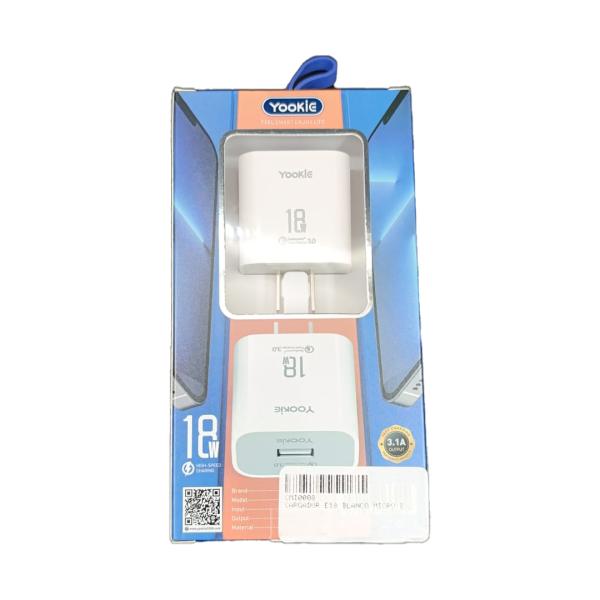 Yookie Cargador Cubo Casa E18 Yookie Blanco Micro B Bla