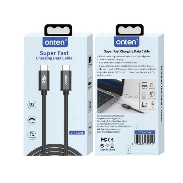 Cable Usb Tipo C OTN-CC201 Onten 1M Negro