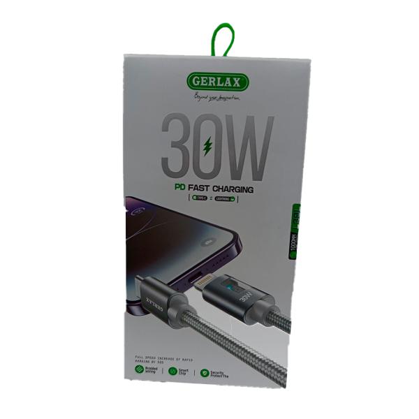 CABLE USB TIPO C A LIGTHNING L39L GERLAX 1M GRIS C-L