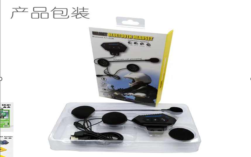 Audifonos Manos Libres Bluetooth Para Casco DE Moto Stereo MP3 Wireless BT-12 Color Negro