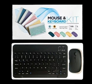 Teclado + Mouse Portatil Bluetooth Metalico Color Negro
