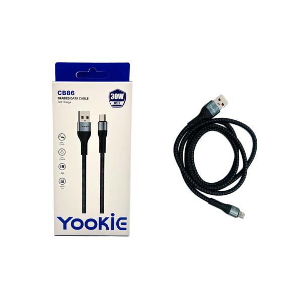 Cable Usb Lightning CB86 Yookie Negro