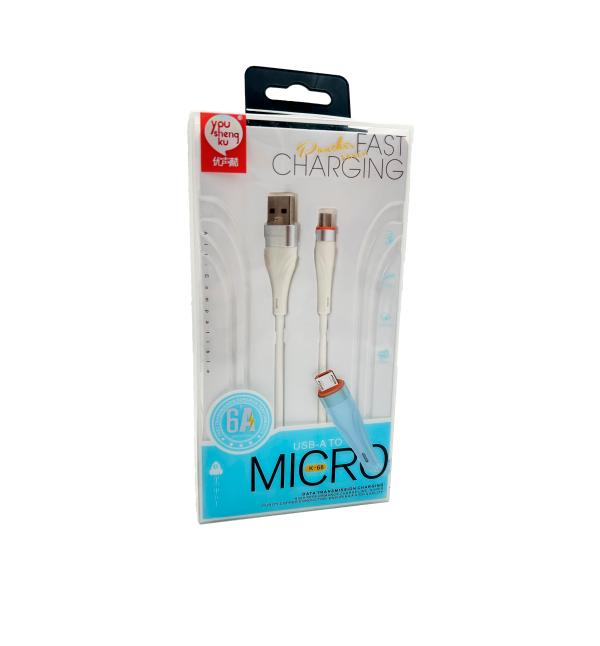 CABLE USB MICRO B K-68 YOUSHENGKU BLANCO