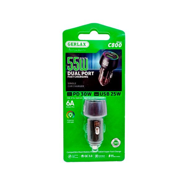 Gerlax Cargador Cubo Carro C800 Gerlax Gris