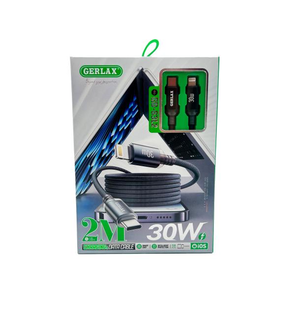 CABLE USB LIGHTNING GD-63L2 GERLAX 2M NEGRO