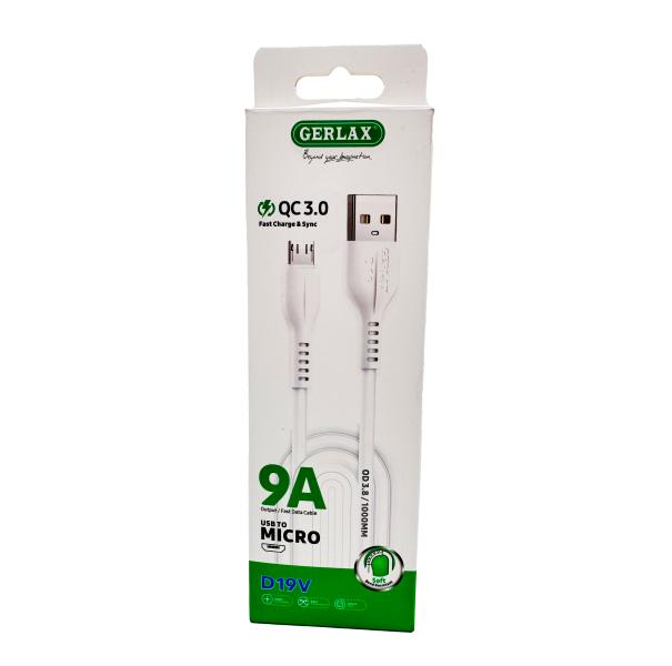 CABLE USB MICRO B D19V GERLAX 1M BLANCO