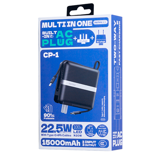 Bateria De Emergencia Serie Wujie Cp-1 15.000 Mah Remax Negra