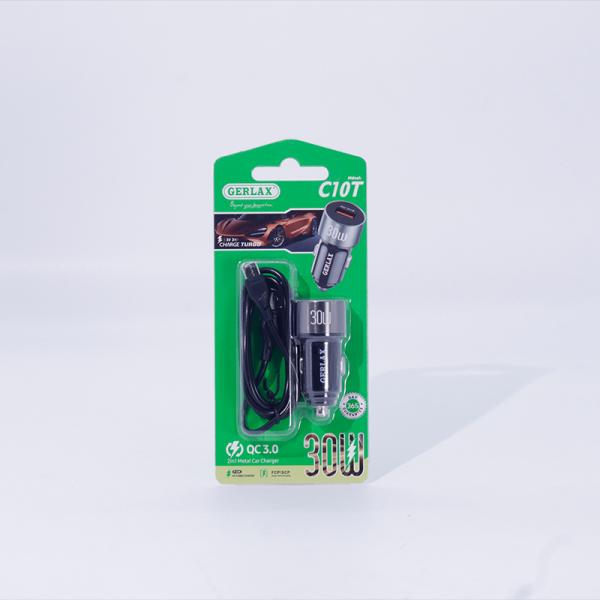 Cargador Cubo Carro C10T Gerlax Tipo C Negro