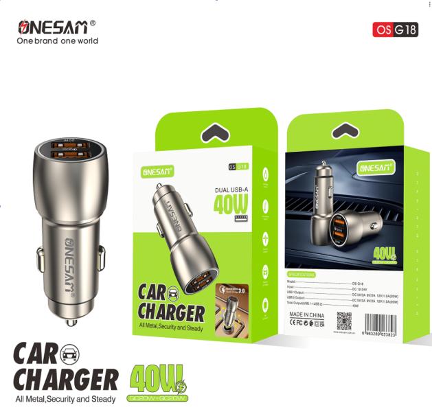 Onesam Cargador Cubo Carro OS-G18 Onesam Dorado