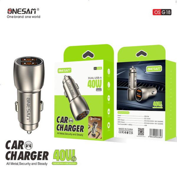 Onesam Cargador Cubo Carro OS-G18 Onesam Dorado