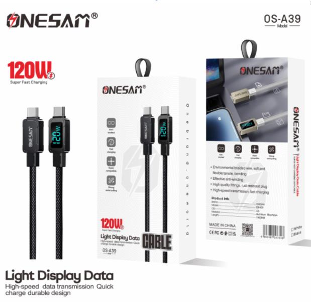 Cable Usb Tipo C OS-A39 Onesam Negro C-c