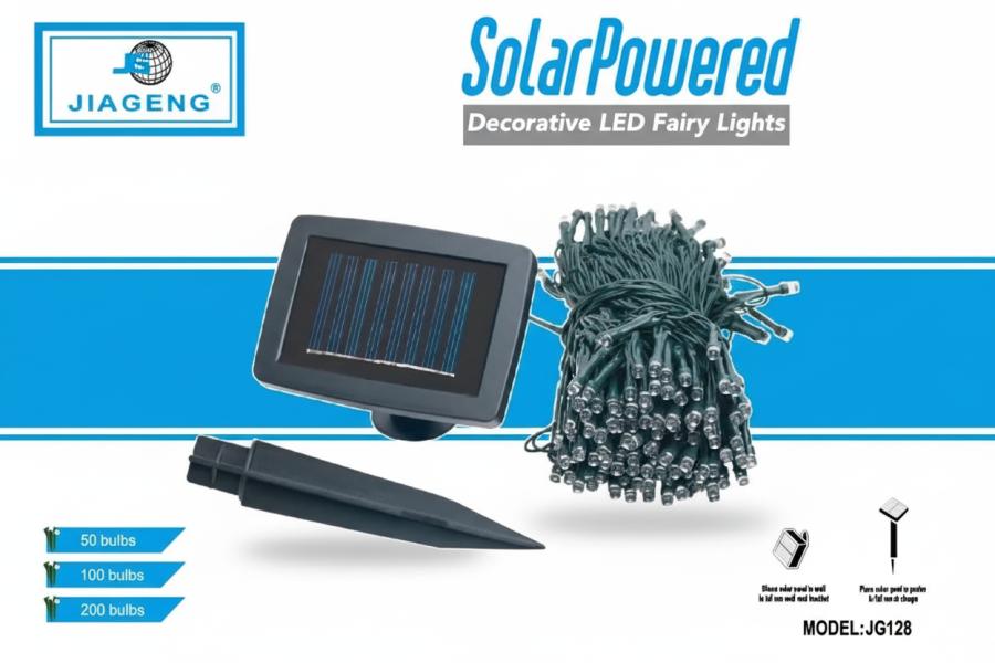 TIRA LUCES LED CON PANEL SOLAR JG128 100 LUCES BLANCAS