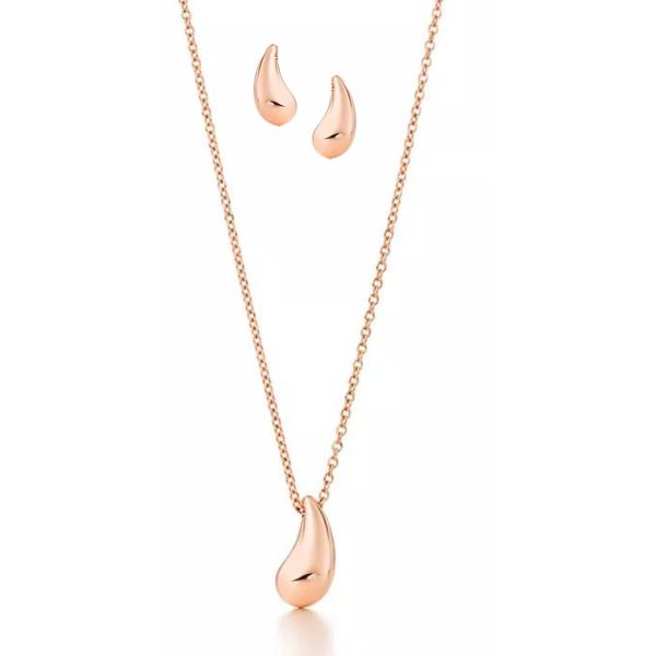 SET COLLAR + ARETES  TIFFANNY & CO DISEÑO GOTITA ORO ROSA