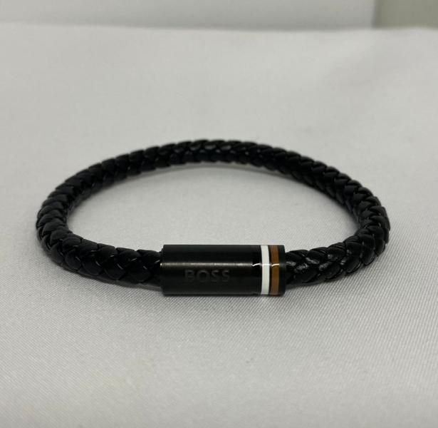 PULSERA DE CUERO HUGO BOSS NEGRO