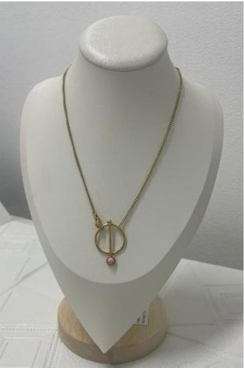 COLLAR DE ACERO DISEÑO DORADO/TURQUESA