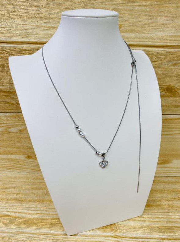 COLLAR PLATEADO DISEÑO CORAZON MODELO T000829348