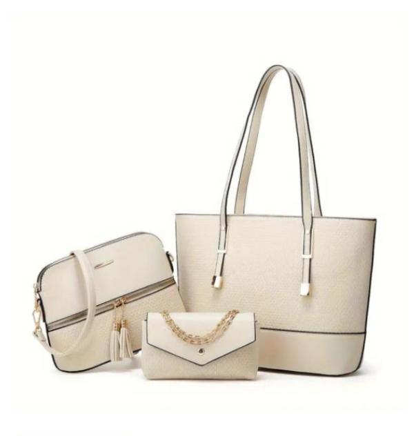 BOLSO 3 EN 1 PARA DAMA 22313 CREMA