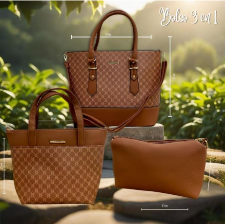 Bolso 3 En 1 Para Dama 2886 Cafe Claro