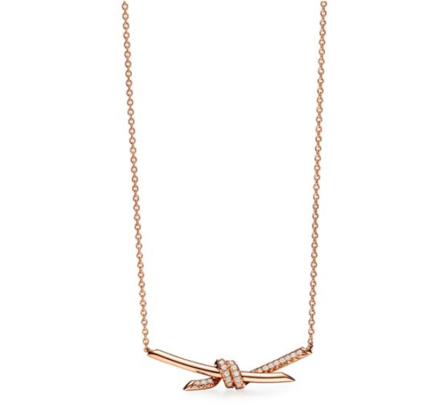 COLLAR PLATEADO TIFFANNY & CO DISEÑO NUDO ORO ROSA
