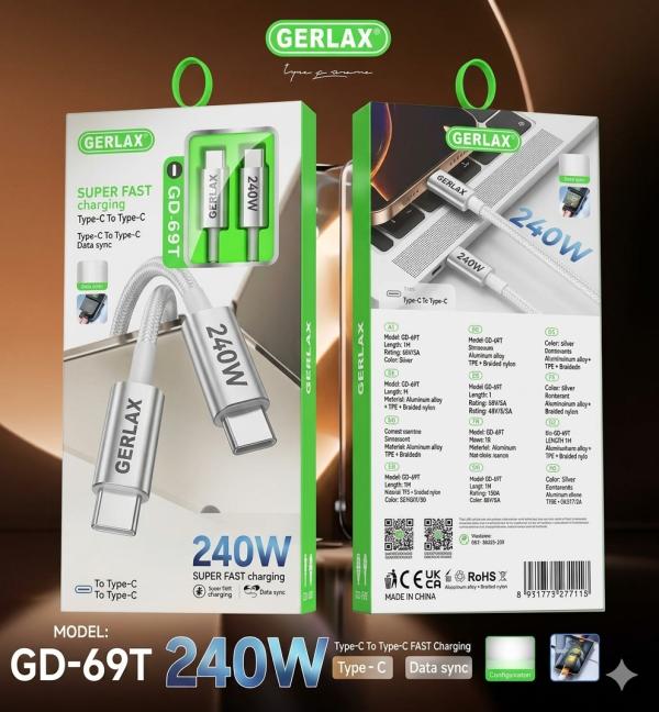 Cable Usb Tipo C GD-69T Gerlax 1M Blanco C-c