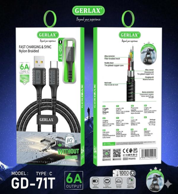 Cable Usb Tipo C GD-71T Gerlax 1M Gris