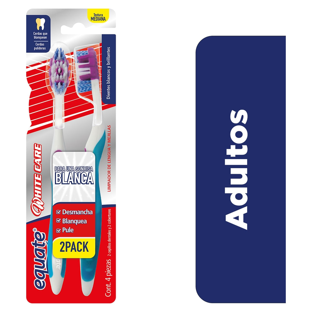 Cepillo De Dientes Equate White Care Textura Mediana 2pack