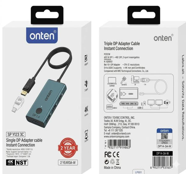 Adaptador Triple Con Convertidor De Video Display Port OTN-DP935
