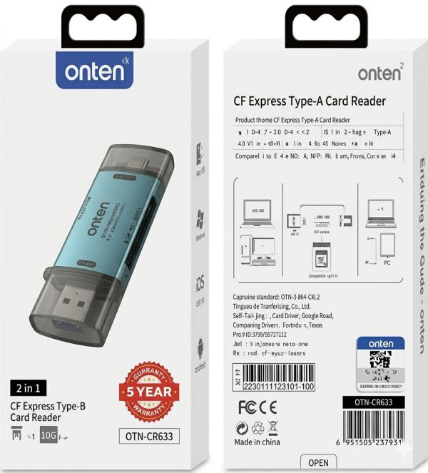Onten Lector Memoria Usb Tipo C Y Tipo A OTN-CR633 Onte