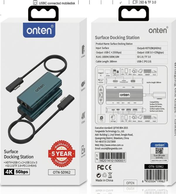 Onten Estacion De Acoplamiento Para Microsoft Surface S