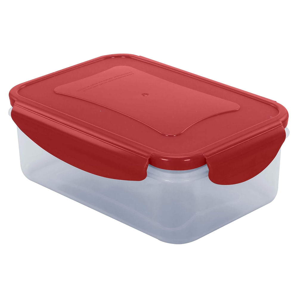 Tazón Guateplast Click Clak Rectangular (30 Oz) Color Rojo - Unidad