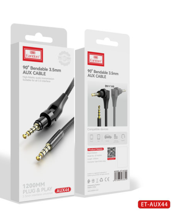 Cables Auxiliar 3.5 Mm A 3.5 Mm 1M 100 Cm Et-Aux44 Earldom Negro