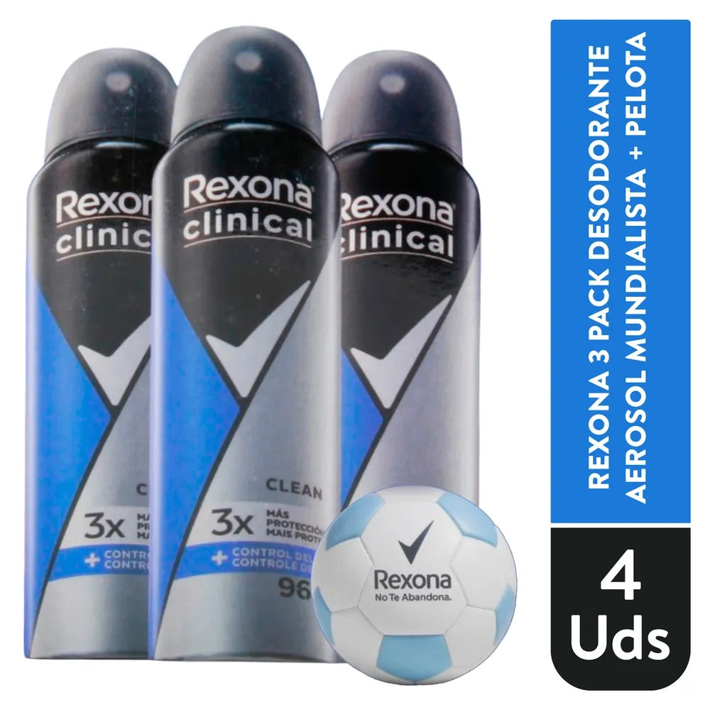 Desodorante Rexona Clean 3 Pack Más Balón - 450ml