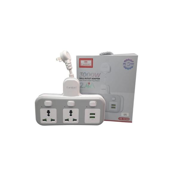 Multiplicador De Tomacorriente  2.4A Earldom Es-Sc08 Blanco