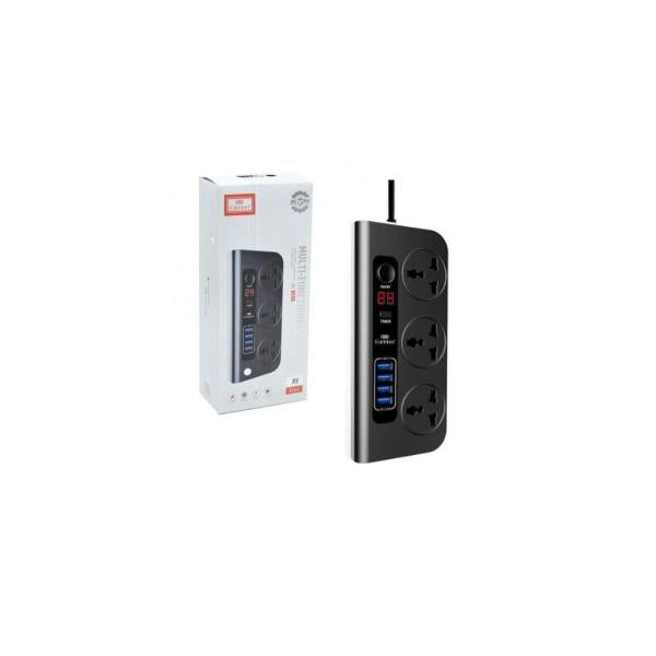 Multiplicador De Tomacorriente Con Puertos Usb Y Adaptador Europeoes-Sc02 Earldom Negro