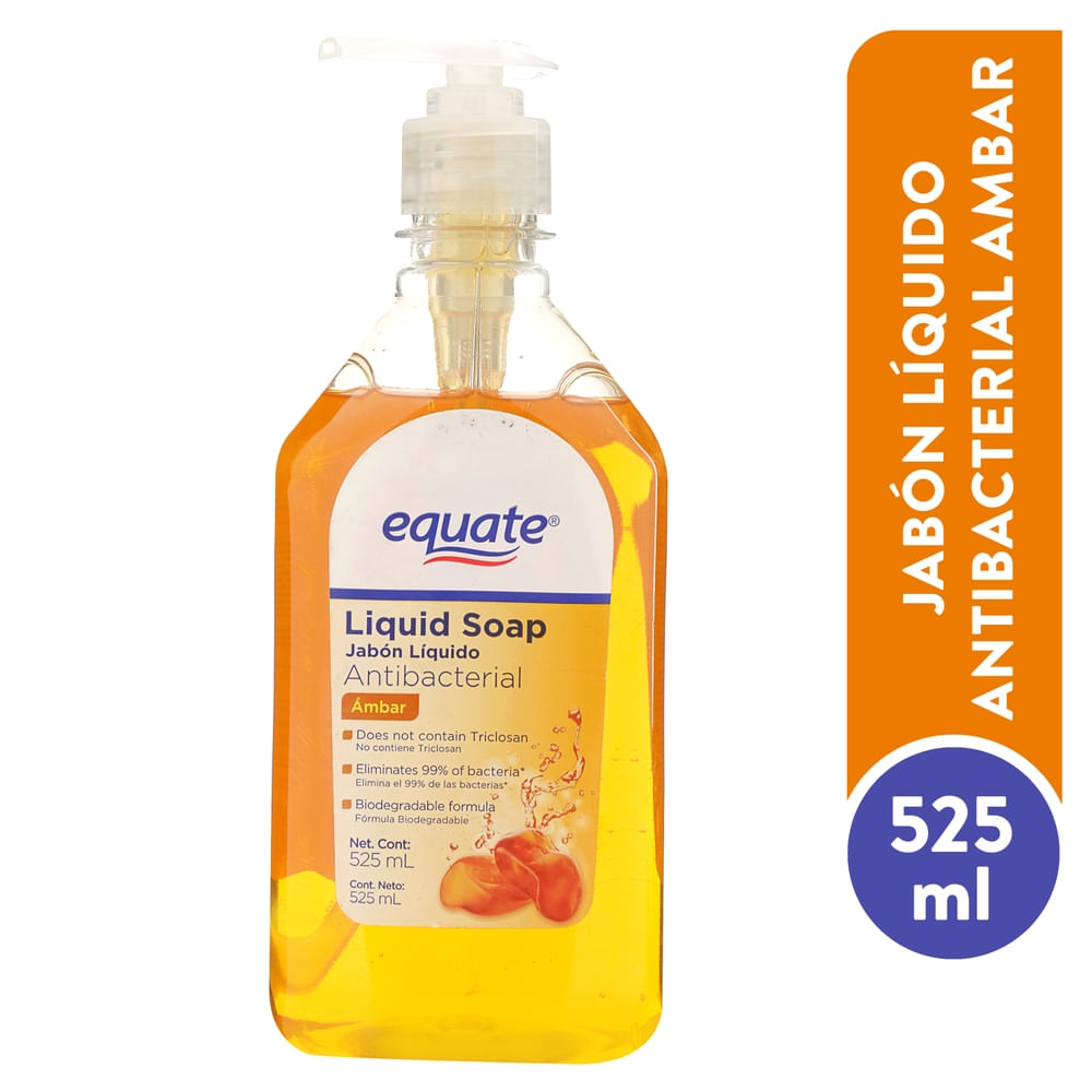 Jabón Líquido Equate Antibacterial Ambar -525ml