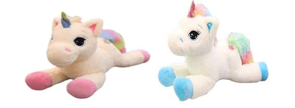 Peluche De Unicornio Arcoiris 1 Unidad / 2 Colores A Elegir 35 Cm