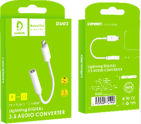 Adaptador Auxiliar Du02 Lightning A 3,5 Denmen