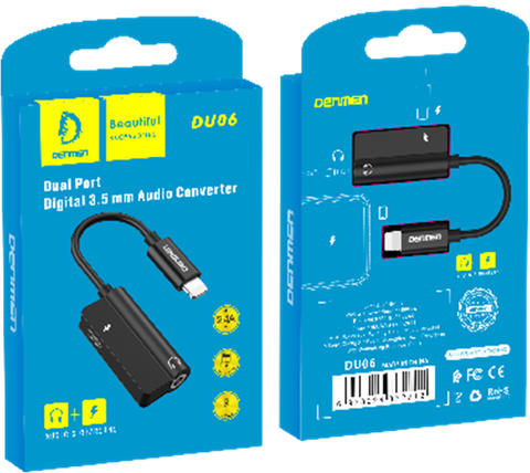 Adaptador Auxiliar Lightning A Lightning + 3.5  Du06 Denmen