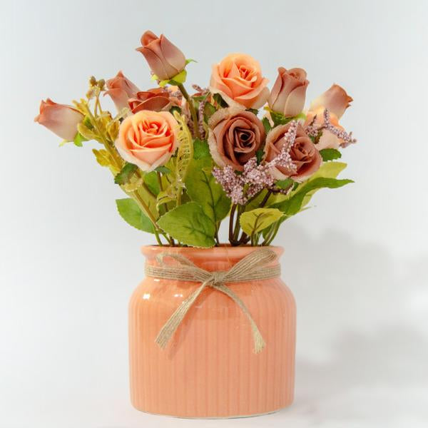 FLORERO CON ROSAS BICOLOR