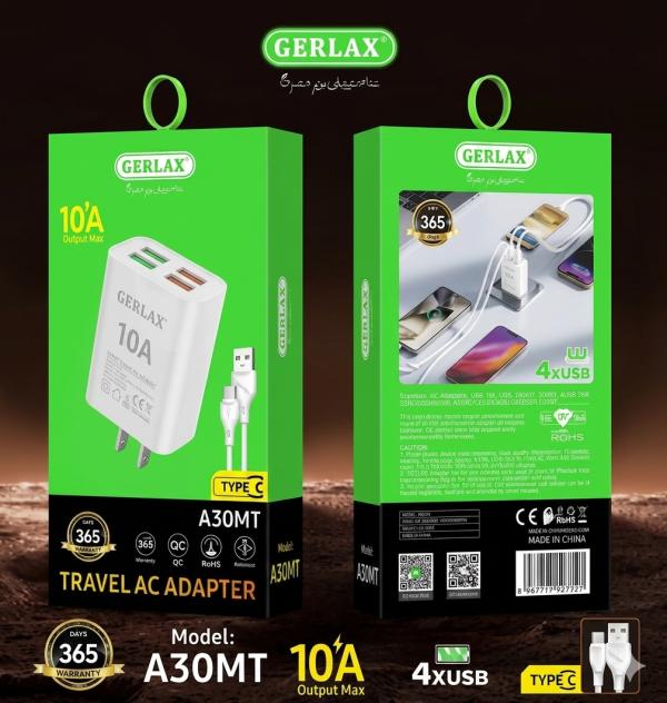 Cargador Cubo Casa A30Mt Gerlax Blanco Tipo C