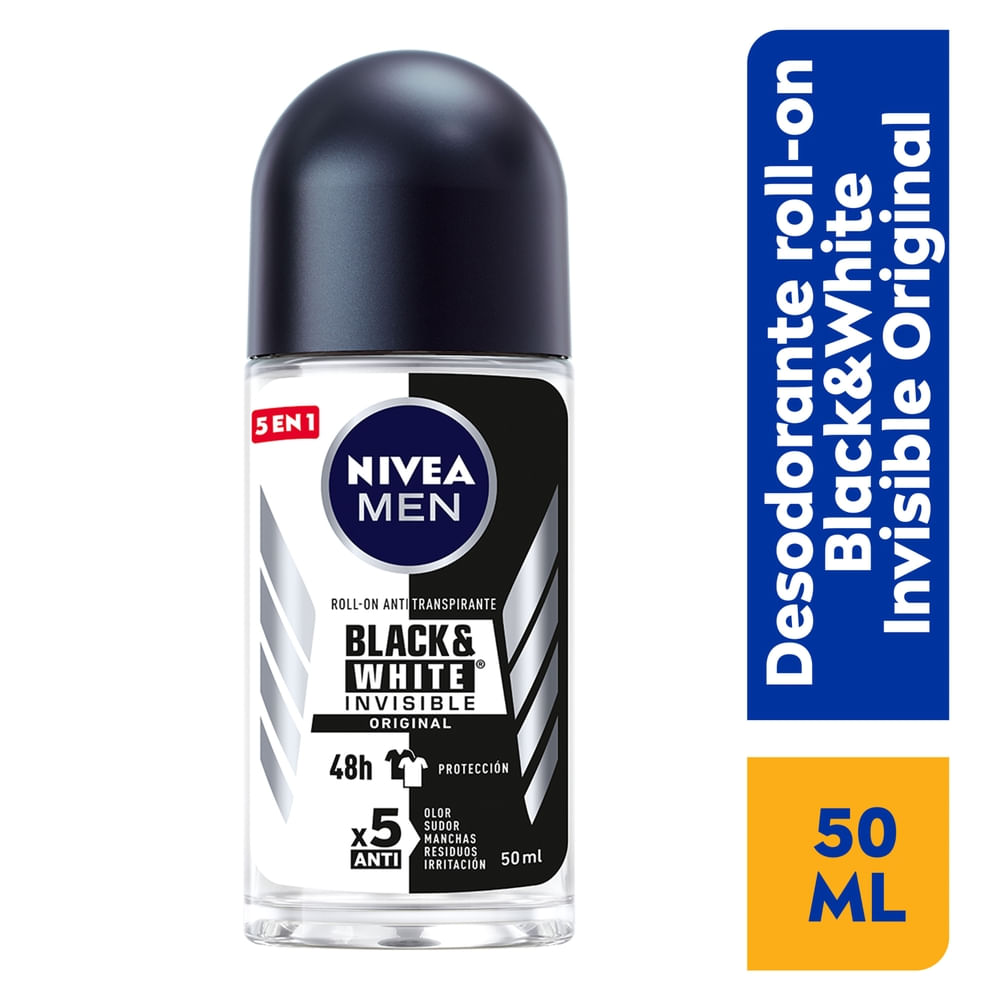 Desodorante Nivea Men Antimanchas En Roll-on Black & White Invisible Power - 50 Ml