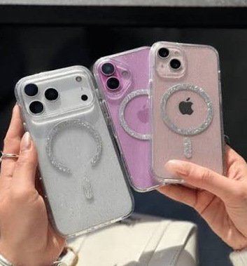 ESTUCHE PARA IPHONE ESCARCHA 17 PRO MAX ROSADO