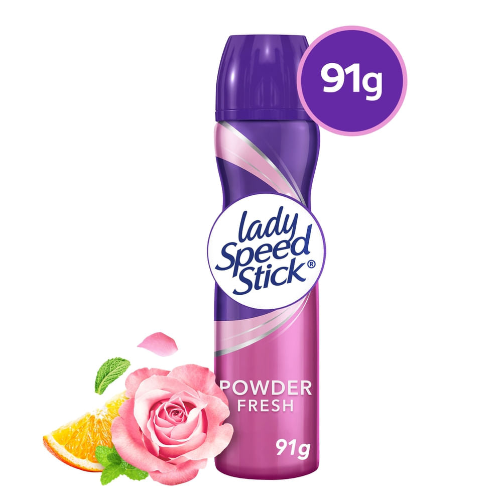 Desodorante Antitranspirante Lady Speed Stick, Powder Fresh En Aerosol Para Mujer, 91g